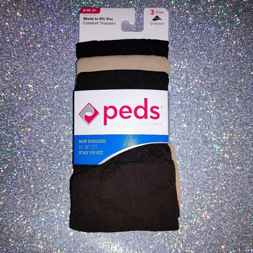 Peds Black and Tan Comfort Trouser Socks